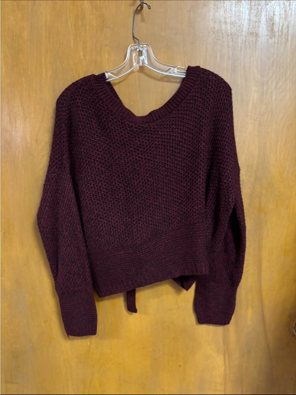 EXPRESS, Burgundy Maroon Scoop Neck Chunky Knit Sweater, Size SP